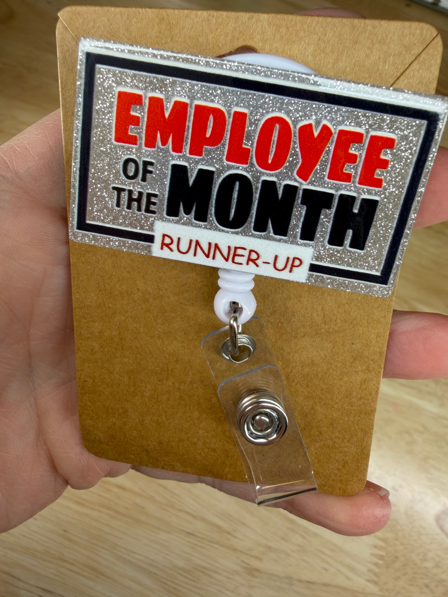 Employee of the Month Runner-Up Badge Reel with Alligator Clip