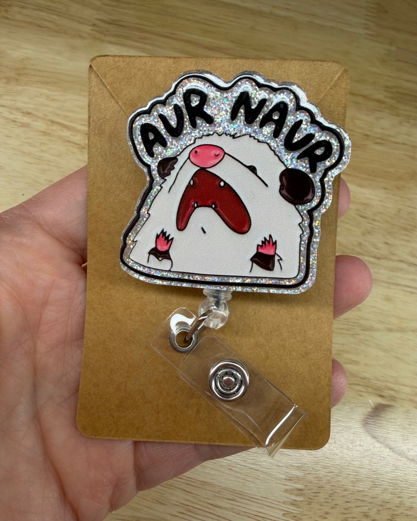 Aur Naur Badge Reel with Alligator Clip