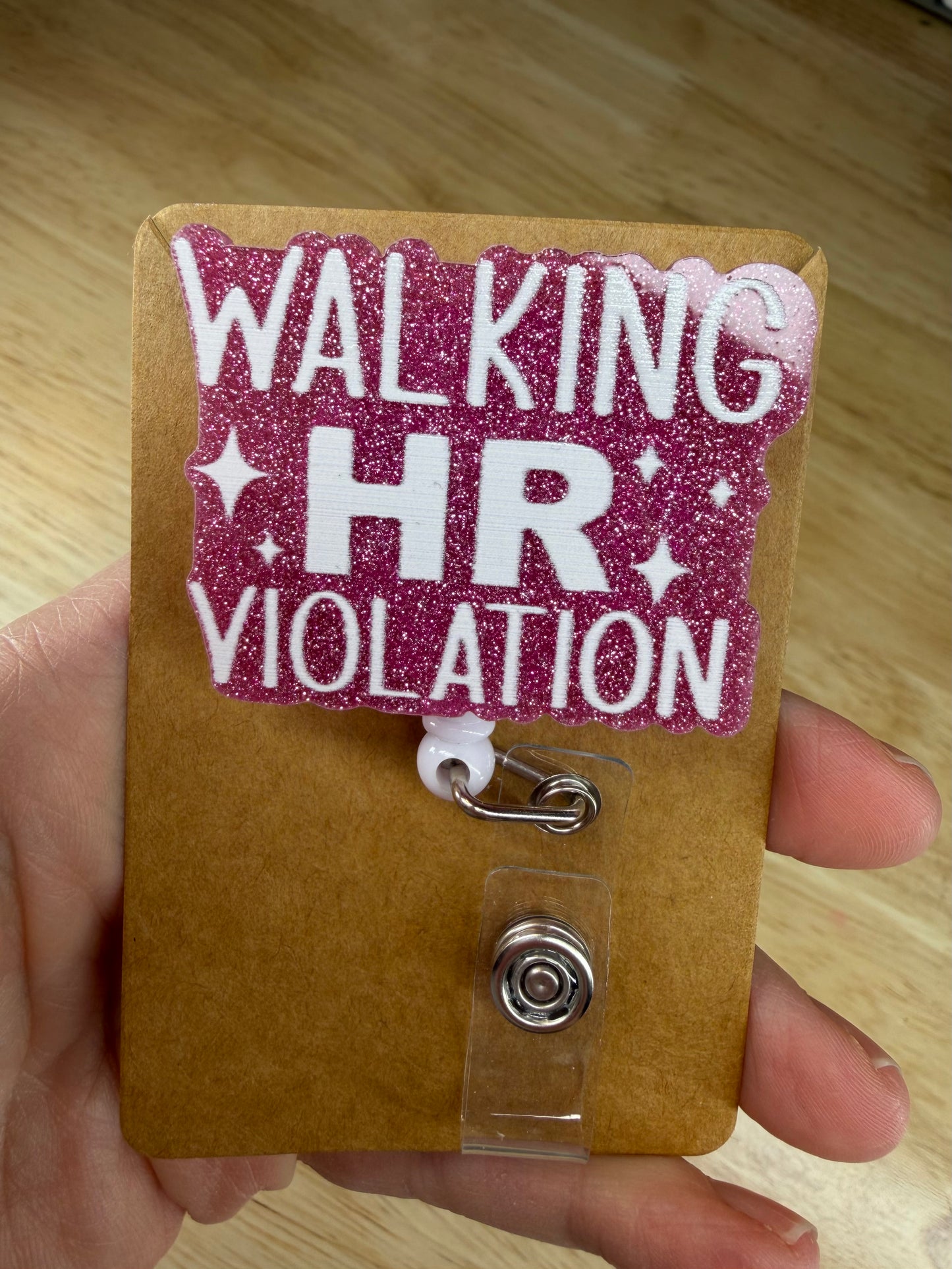 Walking HR Violation Badge Reel with Slip Clip