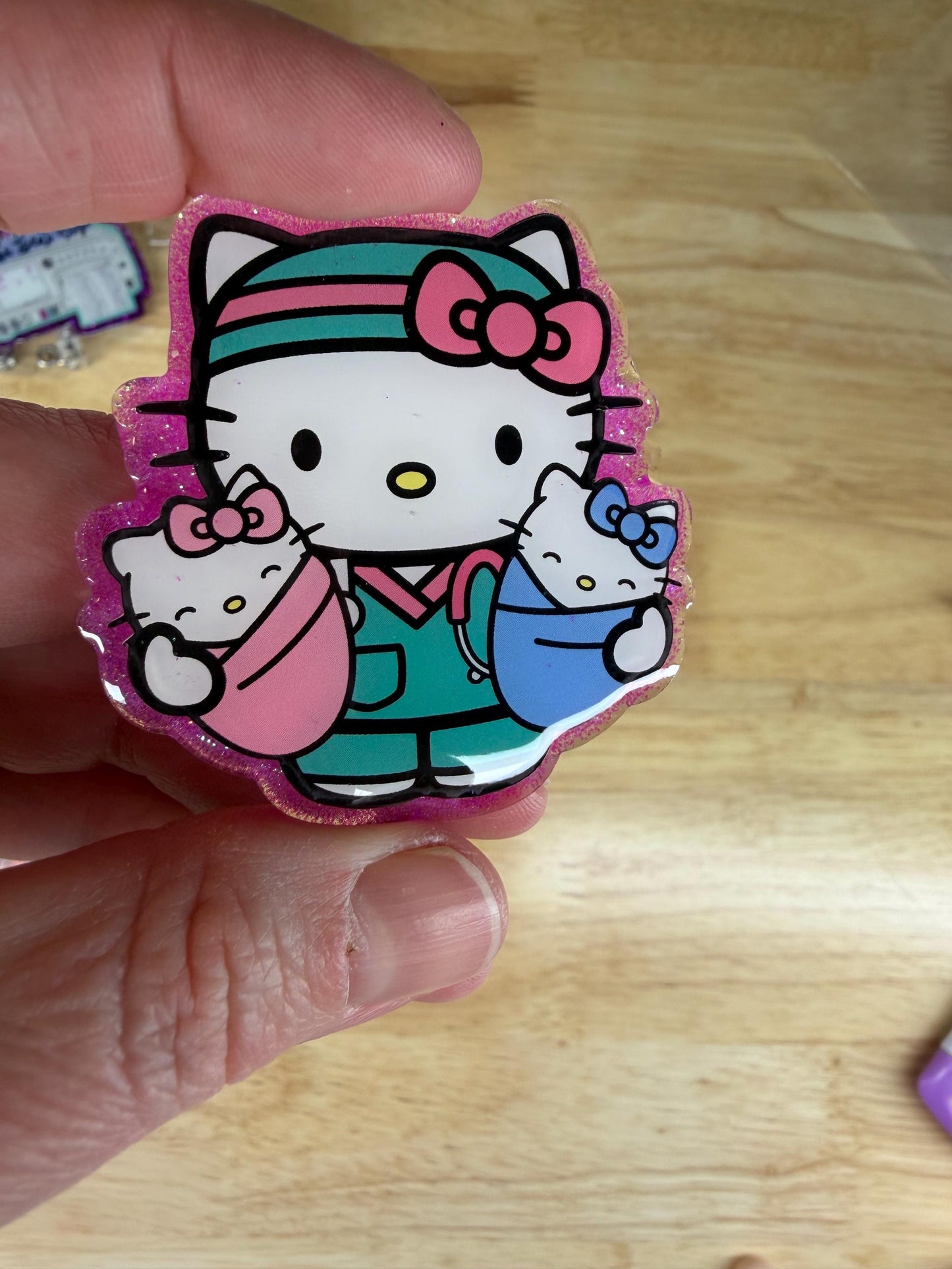 Maternity/Post-Partum Cat with Babies Badge Reel, L&D, RN, LPN, Tech, alligator clip