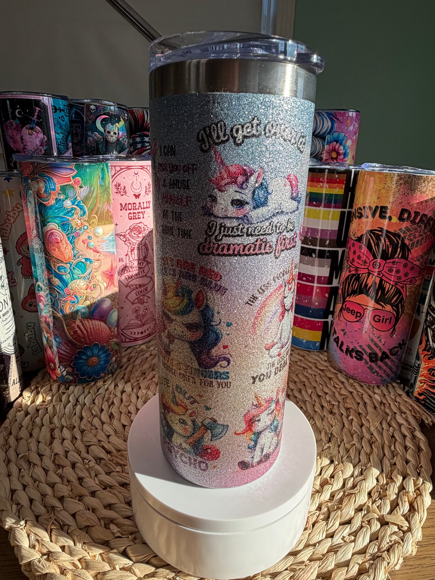 Bad Words Unicorn Glitter 20 oz Skinny Tumbler