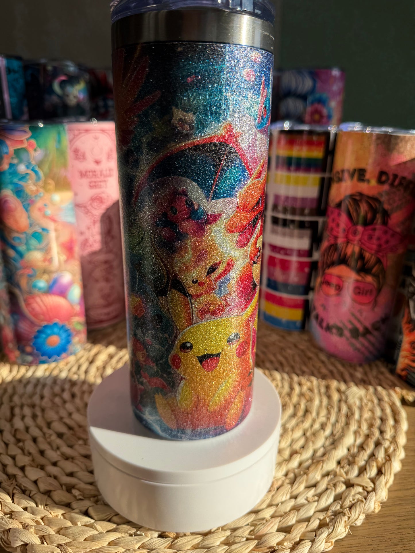 Pokemon Inspired Glitter 20 oz Skinny Tumbler