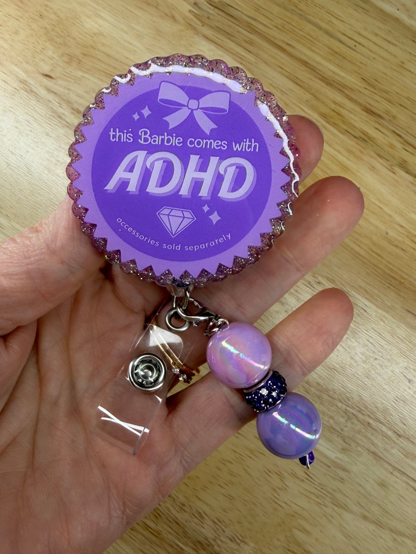 This Barbie Comes With ADHD Badge Reel