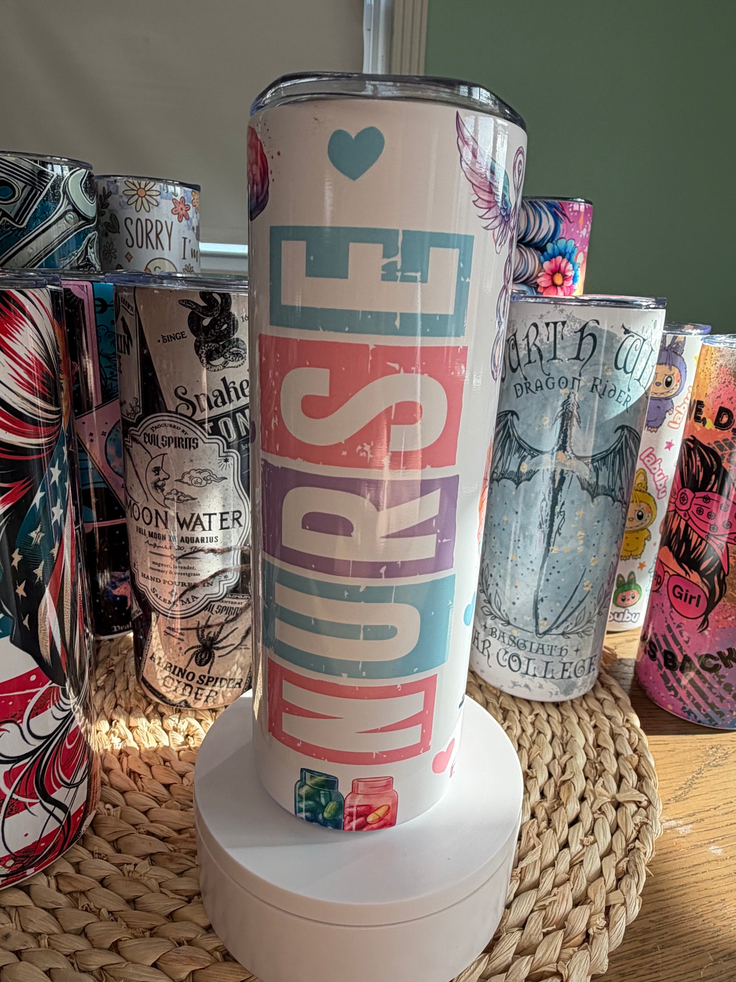 Nurse Watercolor 20 oz Skinny Tumbler