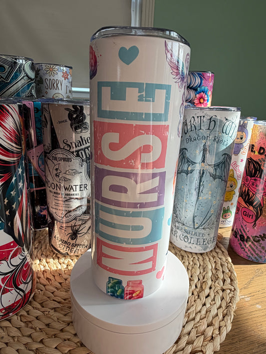 Nurse Watercolor 20 oz Skinny Tumbler
