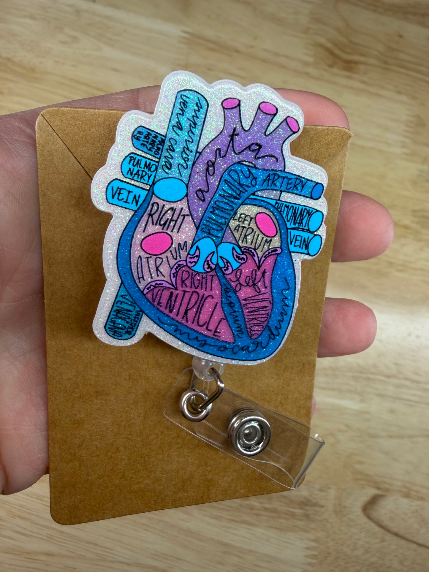 Heart With Labels Badge Reel with Alligator Clip