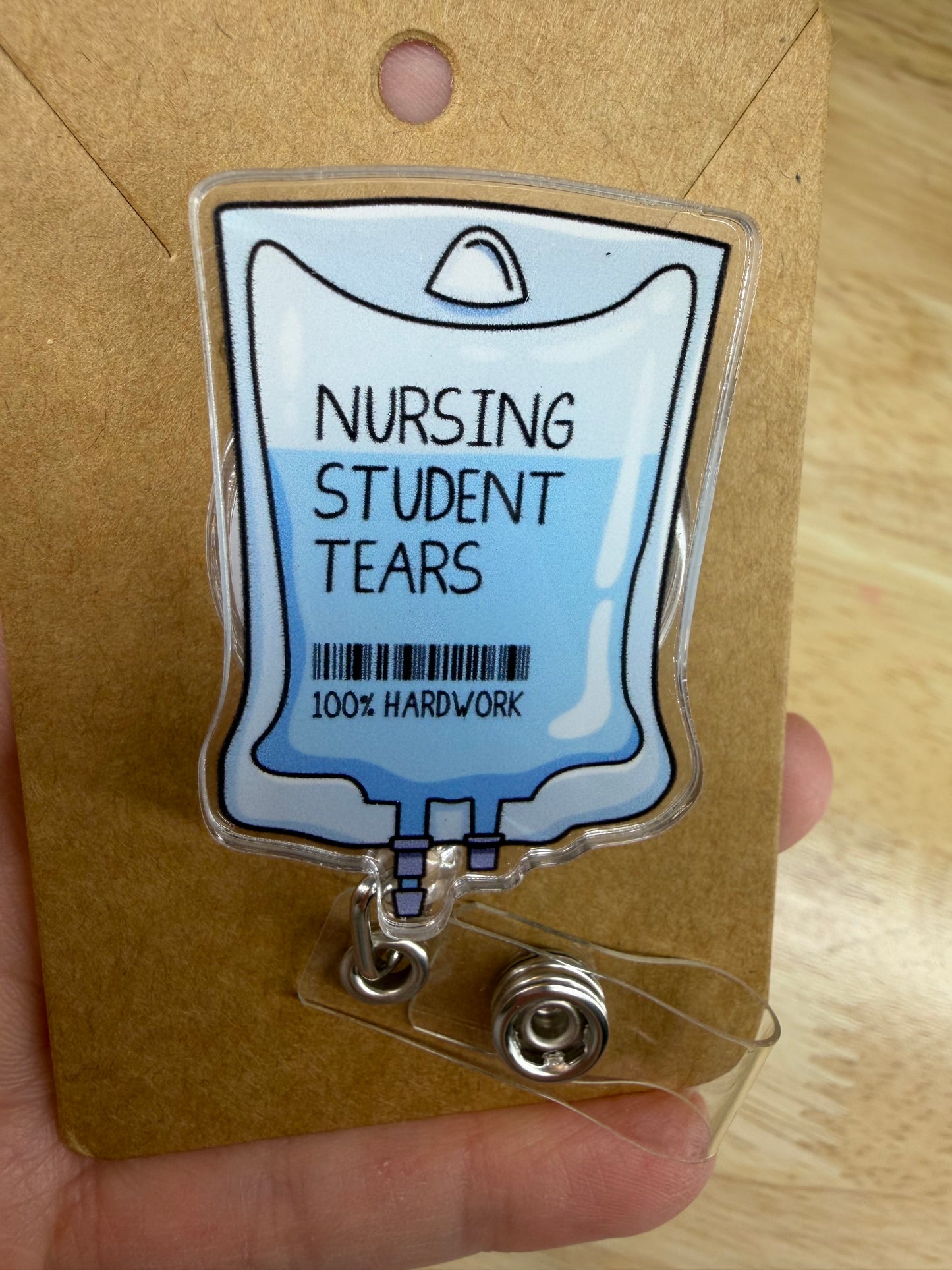 Nursing Student Tears Badge Reel with Slip Clip
