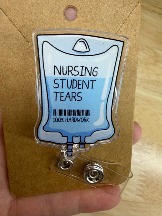 Nursing Student Tears Badge Reel with Slip Clip