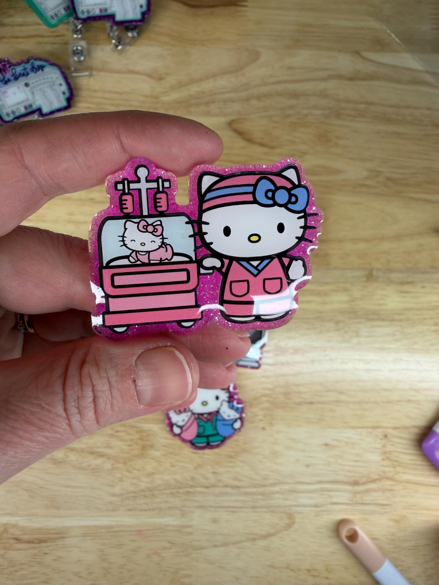 NICU Cat Badge Reel Baby In Incubator, L&D, RN, LPN, Tech, alligator clip