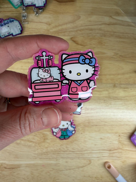 NICU Cat Badge Reel Baby In Incubator, L&D, RN, LPN, Tech, alligator clip